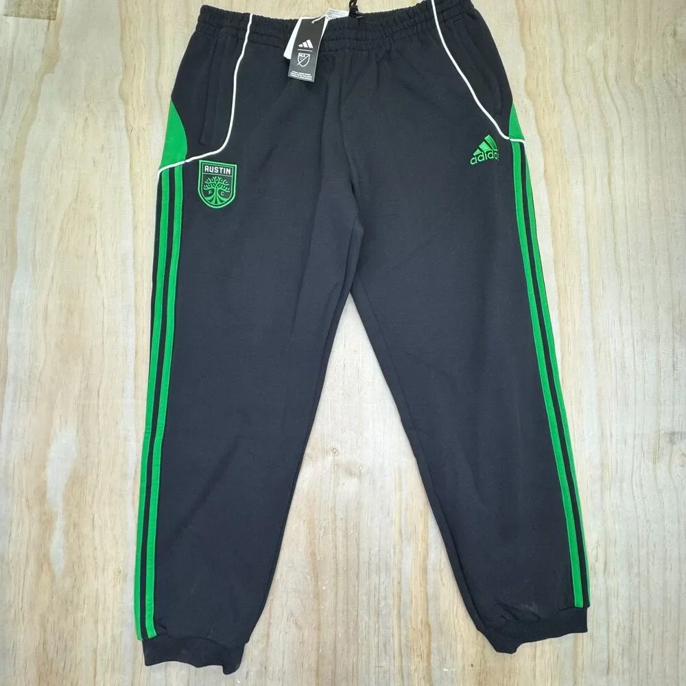 NEW Austin FC Adidas Travel Pants Mens Sz XL Black MLS Soccer Joggers JE8067